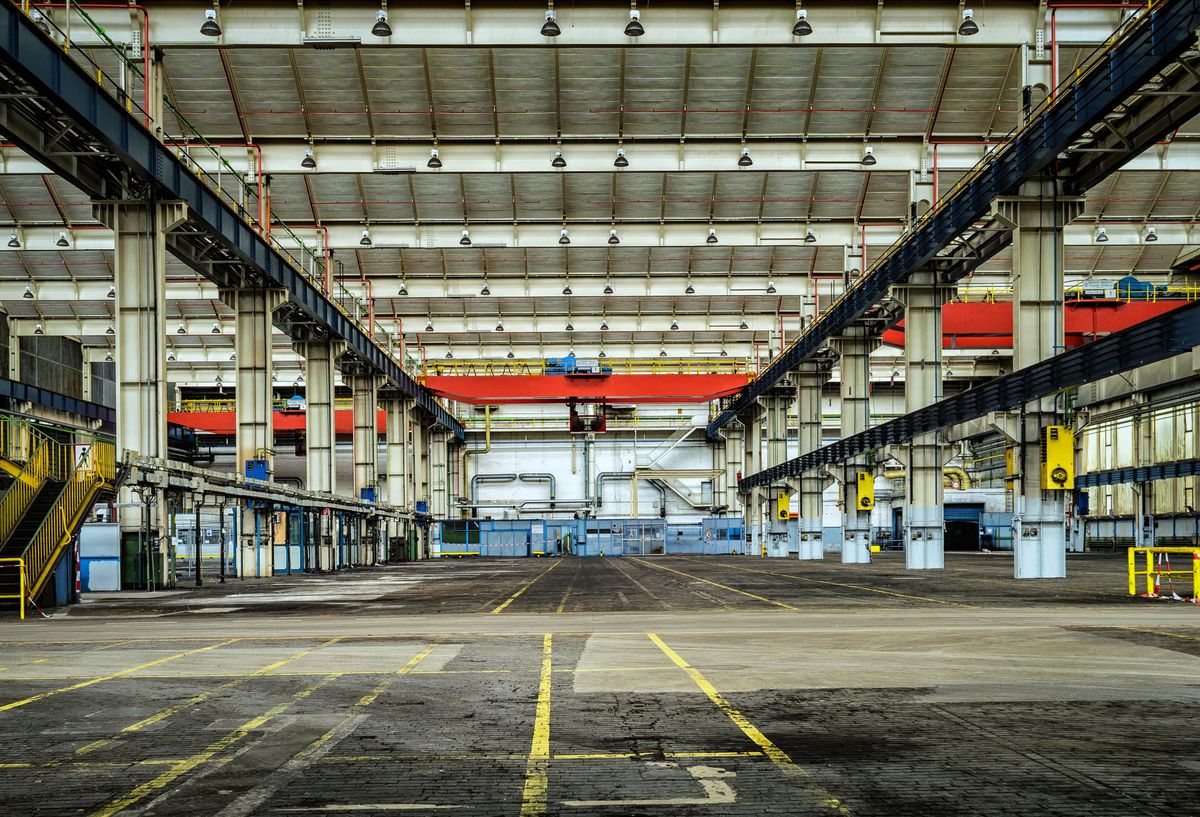 Modern facade of an industrial factory